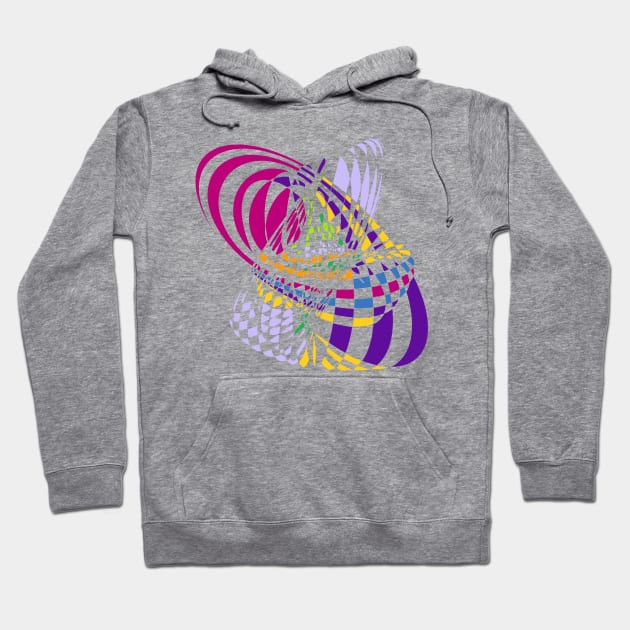 Algorithmic Art Pendulum | Harmonic Motion Pattern Checkered Neon Pink Yellow Purple White Hoodie by aRtVerse